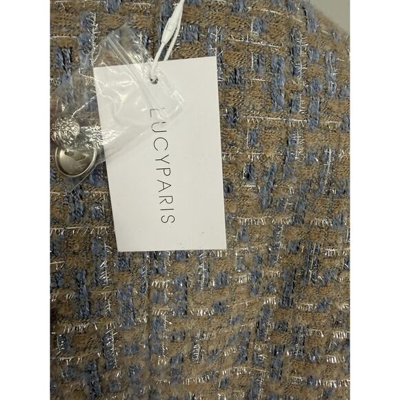 $148 Lucy Paris Tweed Blazer in Brown and Blue NWT - Picture 7 of 11